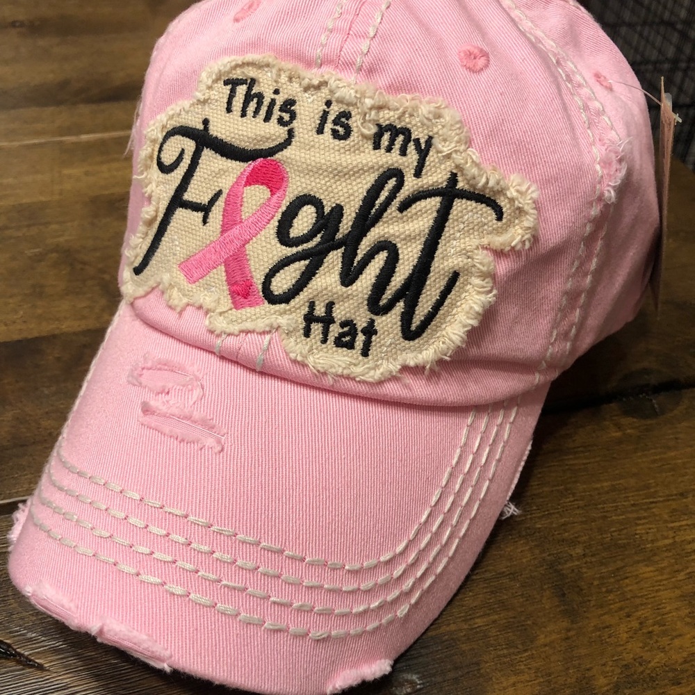 Pink Distressed Breast Cancer Hat
